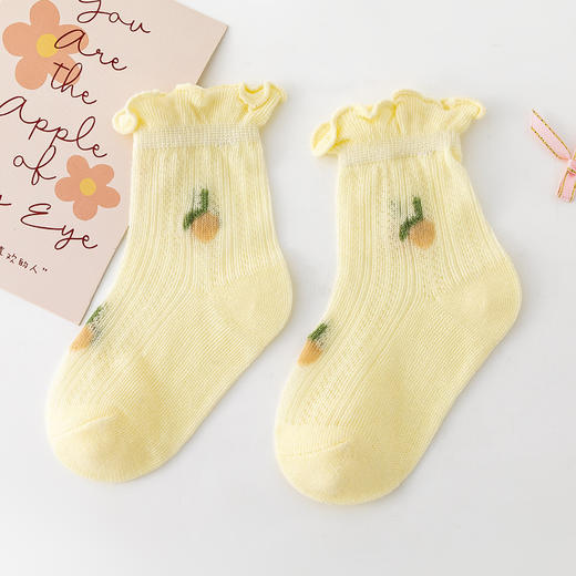 【5双装】宝宝夏季薄款网眼无骨轻薄A类中筒袜子花边口可爱 商品图9