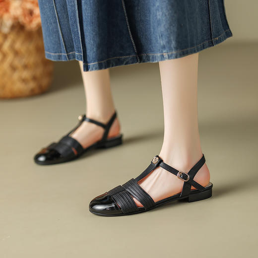 舒适甜美风，圆头撞色拼接玛丽珍凉鞋DMJ-81253F 商品图8