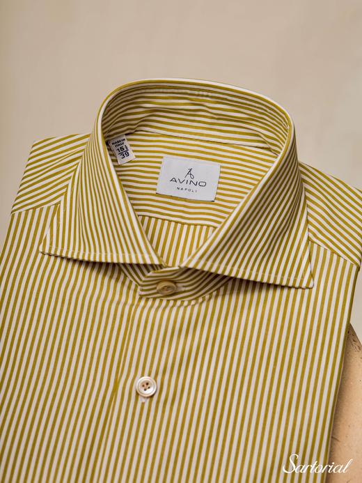 Avino黄色条纹海岛棉衬衫 商品图1