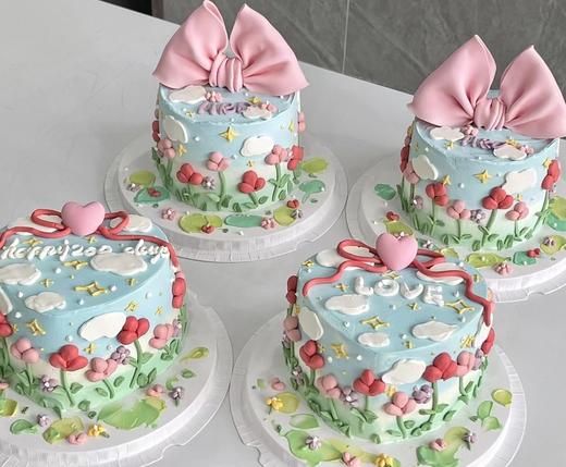 春天花花蝴蝶结蛋糕-低糖处理无添加 商品图1