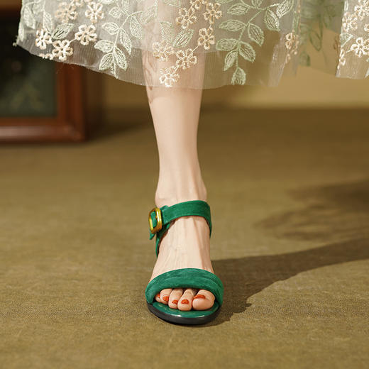 复古舒适款，羊反绒磨砂粗跟罗马鞋LCC-C9219 商品图4