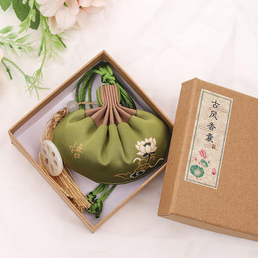 端午节防蚊香包香囊随身佩戴香袋空袋宫廷古风汉服荷花荷包刺绣袋 商品图5