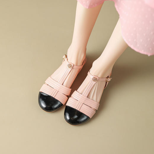 舒适甜美风，圆头撞色拼接玛丽珍凉鞋DMJ-81253F 商品图6
