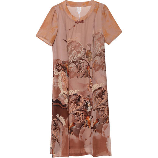 夏季新款，宽松休闲裙中长款大码A字裙妈妈装复古印花连衣裙QYM-YX-RD23061-Y 商品图4