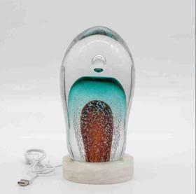 E-XJ-14501（06201）彩玻山石台灯 蓝 11.5*11.5*23