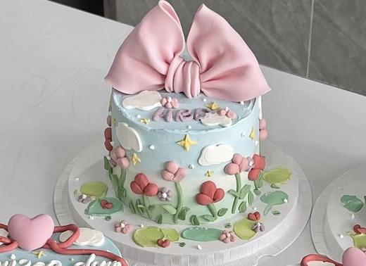 春天花花蝴蝶结蛋糕-低糖处理无添加 商品图0