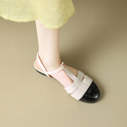 舒适甜美风，圆头撞色拼接玛丽珍凉鞋DMJ-81253F 商品图2