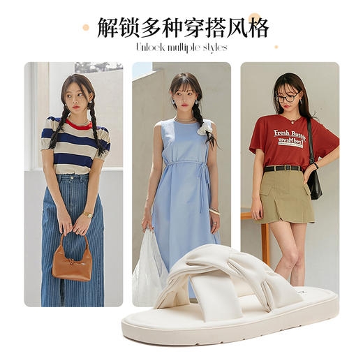 ZHR褶皱交叉带凉拖鞋女2023夏季新款小香风休闲外穿拖鞋小众设计 商品图6