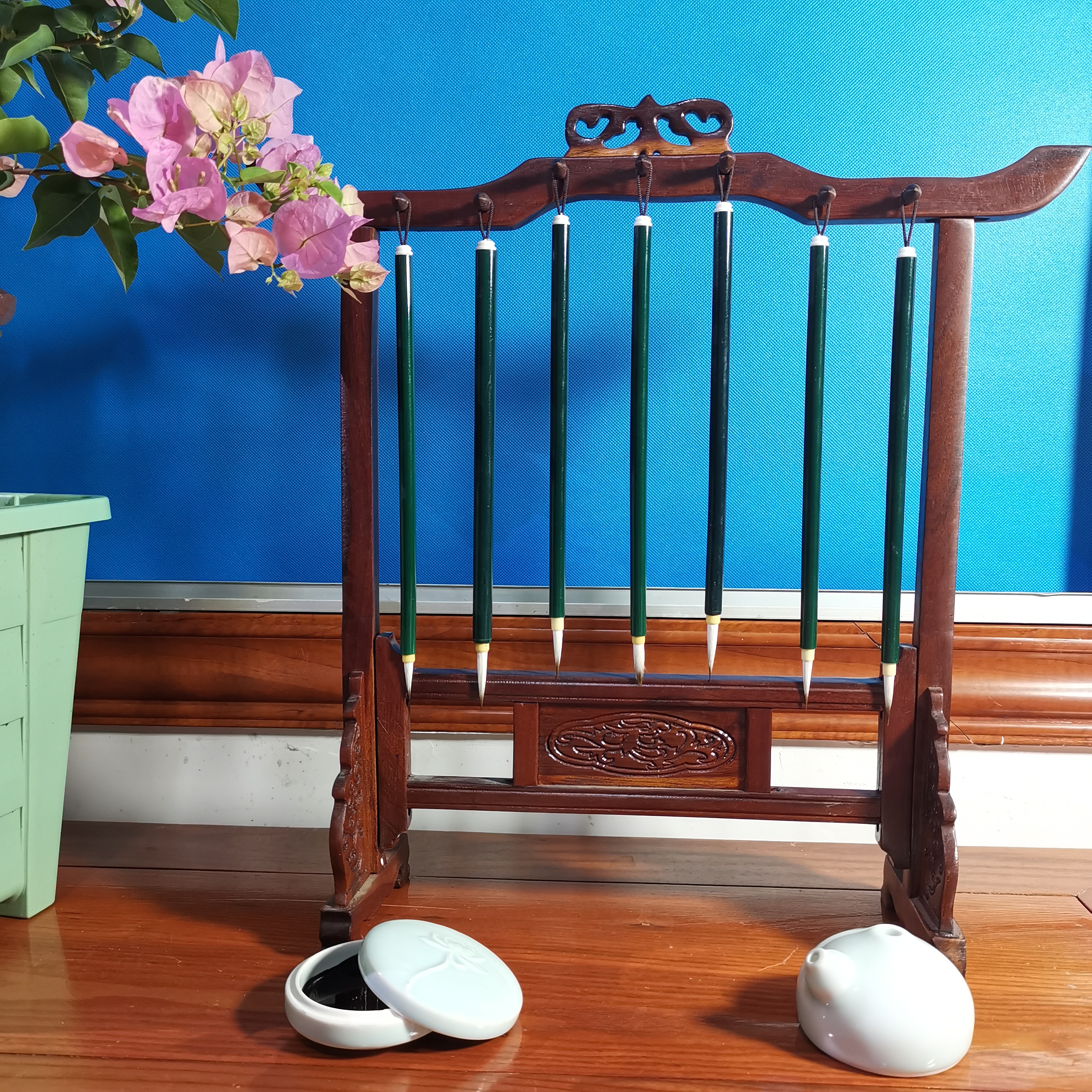 绿紫勾线毛笔 、羊 毛、兔尖国画勾画、画柳叶、描衣纹