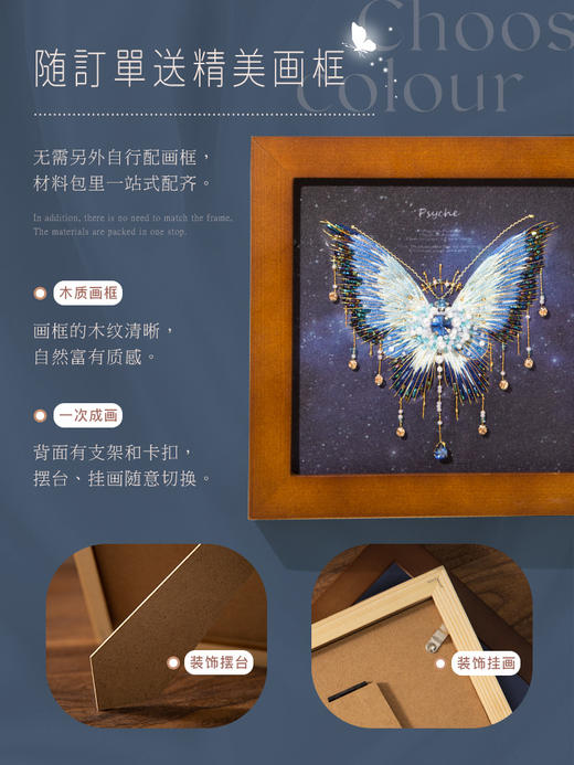 【轻法绣•浪漫】蓝色蝴蝶装饰画 商品图2