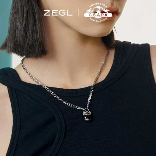 ZEGL×中国小动物保护协会喵星人项链女潮嘻哈小众设计玛瑙锁骨链 商品图0