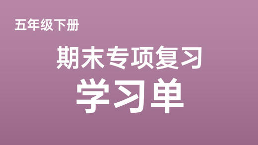 五下期末专项复习学习单 商品图0