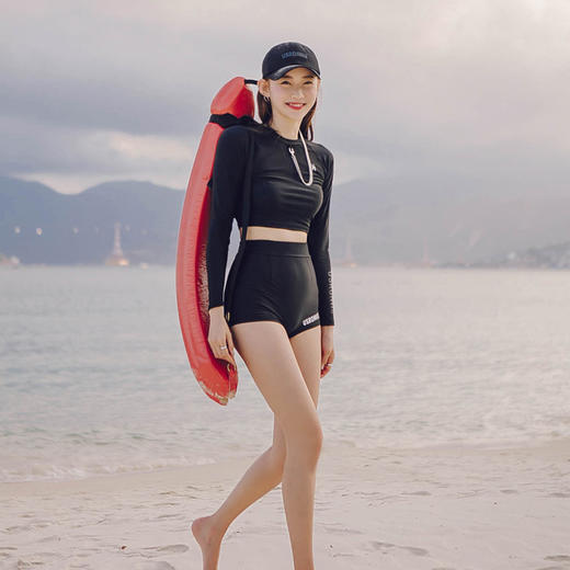 【运动户外】韩版长袖分体平角游泳衣保守冲浪服性感潜水服女 商品图2