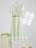 【专属特价】熙世界气质清新绿色碎花长裙女夏季新款收腰法式茶歇裙雪纺连衣裙 商品缩略图3