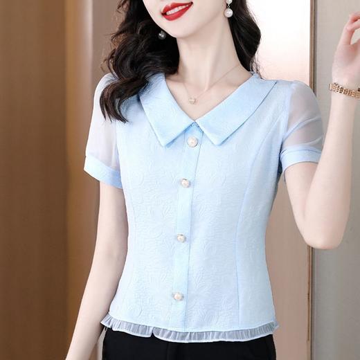 DD-新款短袖雪纺衫女韩版娃娃领薄款小衫漂亮洋气质衬衫上衣 商品图3