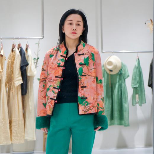 【M1】两面穿 臣禾【92%蚕丝 8%氨纶 水貂毛皮】新中式国风提花皮毛一体9233250682 商品图2