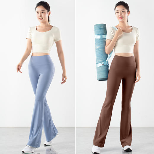 跃牌【倚窗听雨系列】莱卡高腰提臀微喇瑜伽喇叭裤CK030 商品图1