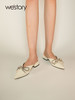 westory2023夏季新款蝴蝶结水钻细跟包头拖法式厚底拖鞋女56101 商品缩略图1