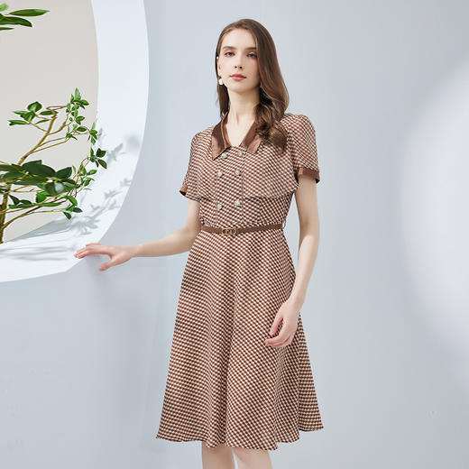 NF8L1斯尔丽瑟俪2023夏新款装饰拼接领子斗篷设计OL气质连衣裙 商品图2