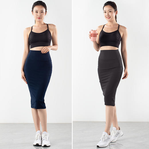 跃牌【倚窗听雨系列】女瑜伽包臀裙高腰提臀开叉半身裙裸感显瘦运动包臀裤YJQ-02 商品图1