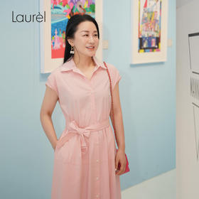 【长绒棉】Laurel劳芮 时尚前卫盖袖粉连衣裙LWL342Y05400