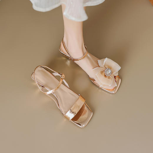 时尚公主风，水晶跟花朵凉鞋一字带蝴蝶结凉鞋MLD-AD755 商品图5