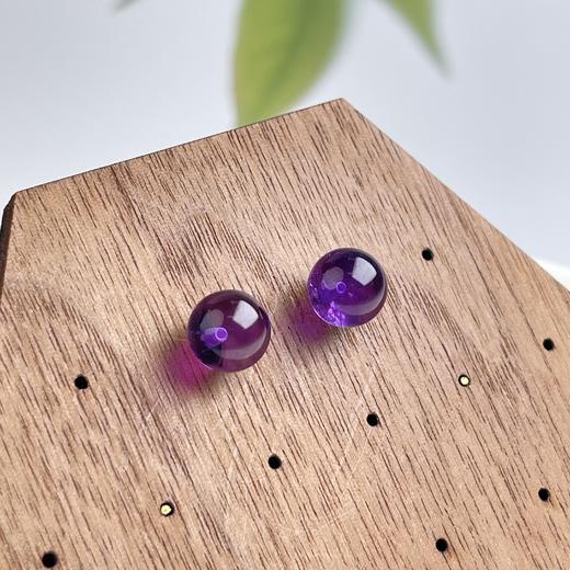 S925紫水晶耳钉-圆珠 商品图0