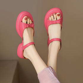 爆款踩屎感，轻便厚底蝴蝶结一字带凉拖鞋MLD-D6060
