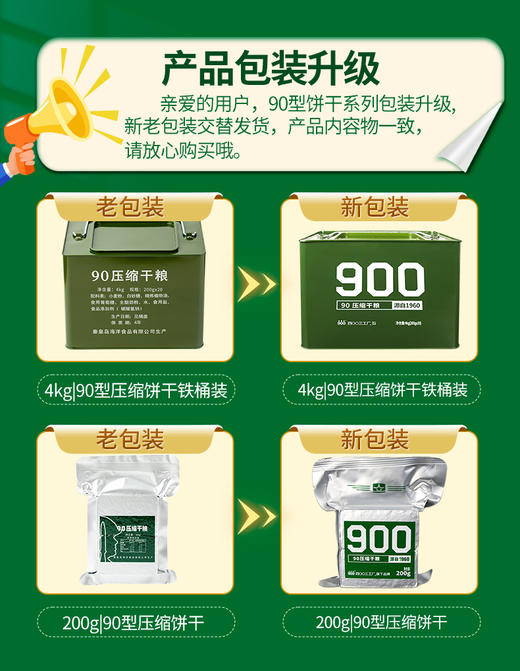 90压缩饼干 全脂奶粉 200g*20袋 铁桶装 即食口粮压缩干粮 商品图5