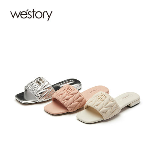 westory2023年夏季新款羊皮平底休闲百搭一脚蹬舒适外穿凉拖61751 商品图4