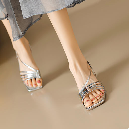 法式复古，一字带仙女风露趾镂空编织凉鞋MLD-AD758 商品图1