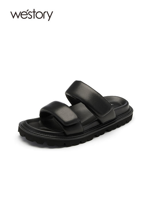 westory夏季新款羊皮平底休闲百搭一脚蹬舒适外穿凉拖61441 商品图6