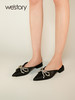 westory2023夏季新款蝴蝶结水钻细跟包头拖法式厚底拖鞋女56101 商品缩略图0