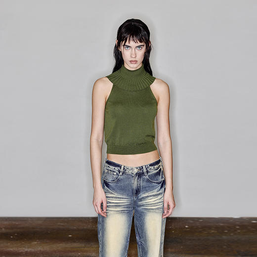 NUTH“双变向”｜高领背心女夏季薄款针织显瘦辣妹无袖上衣 商品图3