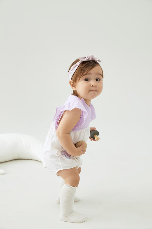 英氏女童装夏季婴儿短袖爬服哈衣薄款三角哈包屁裆衣YLDBJ22004A YLDBJ22003A 商品图4