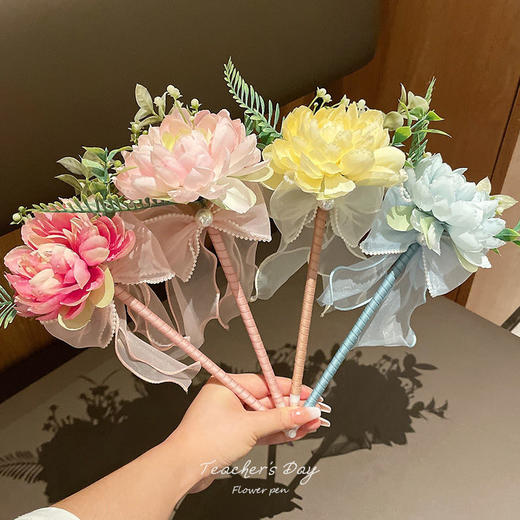 教师节女老师礼物实用礼品创意玫瑰花束笔花朵圆珠笔贺卡 商品图2