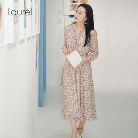 【环保真丝】Laurel劳芮 趣味图案飘带领连衣裙LWL342Y12500