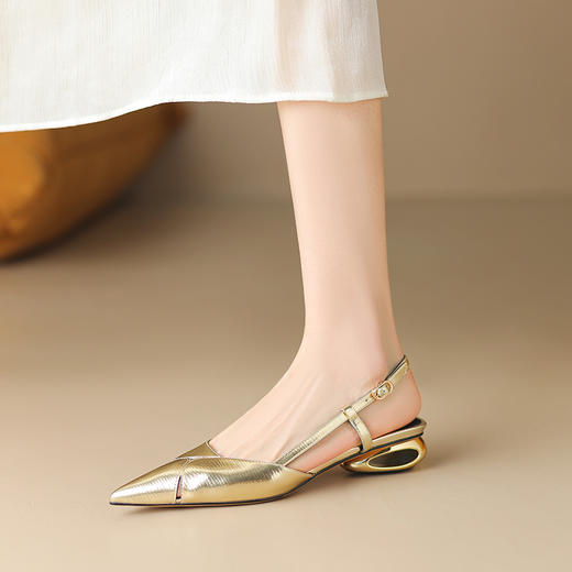 优雅简约，尖头里外全真皮包头凉鞋DB-M5623 商品图9