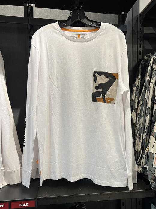 Timberland/添柏岚 男士圆领套头胸前兜休闲百搭长袖T恤 商品图0