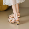 时尚公主风，水晶跟花朵凉鞋一字带蝴蝶结凉鞋MLD-AD755 商品缩略图3