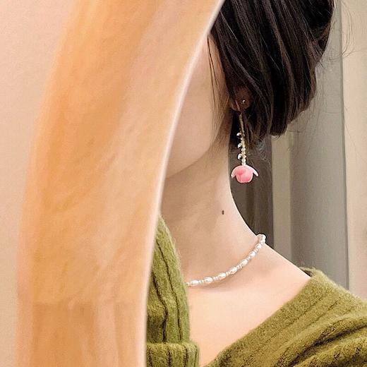 疏雨小荷丨软语文艺古典不对称荷花S925纯银耳针耳坠古风礼物春夏 商品图2