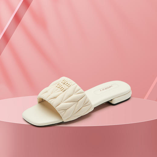 westory2023年夏季新款羊皮平底休闲百搭一脚蹬舒适外穿凉拖61751 商品图0