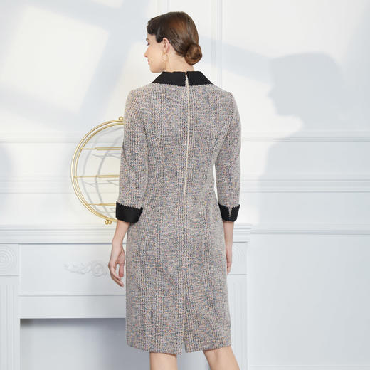 NC80U瑟俪商场同款复古洋气外套式合体百搭款翻领双排扣连衣裙 商品图1