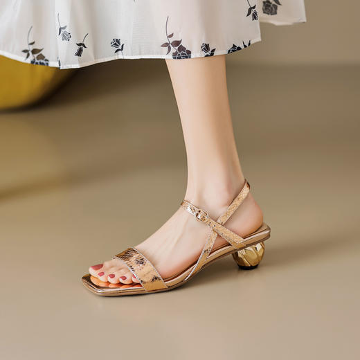 时尚公主风，水晶跟花朵凉鞋一字带蝴蝶结凉鞋MLD-AD755 商品图7