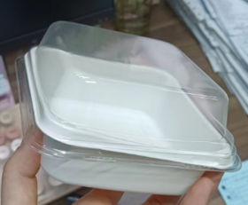 （永华晴天  三文治盒盖）HG443ECA正方乳白底   900个/箱