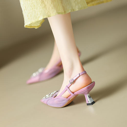 轻奢名媛风，尖头网纱拼接后空凉鞋DMJ-Z81262F 商品图2