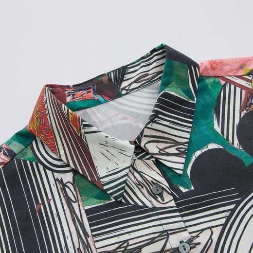 谜底2023秋季新款复古印花纯棉衬衣手绘感花衬衫长袖女239MC7344 商品图3