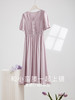 【专属特价】熙世界气质淑女风紫色V领连衣裙2025夏季新款法式短袖收腰a字裙子 商品缩略图3