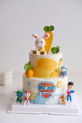 小兔子+汪汪队双层主题蛋糕