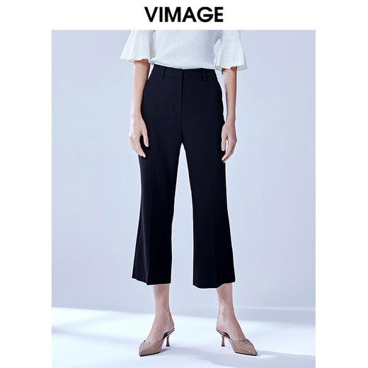 VIMAGE纬漫纪通勤显瘦显高职业百搭高腰微喇九分女裤V1305903 商品图5